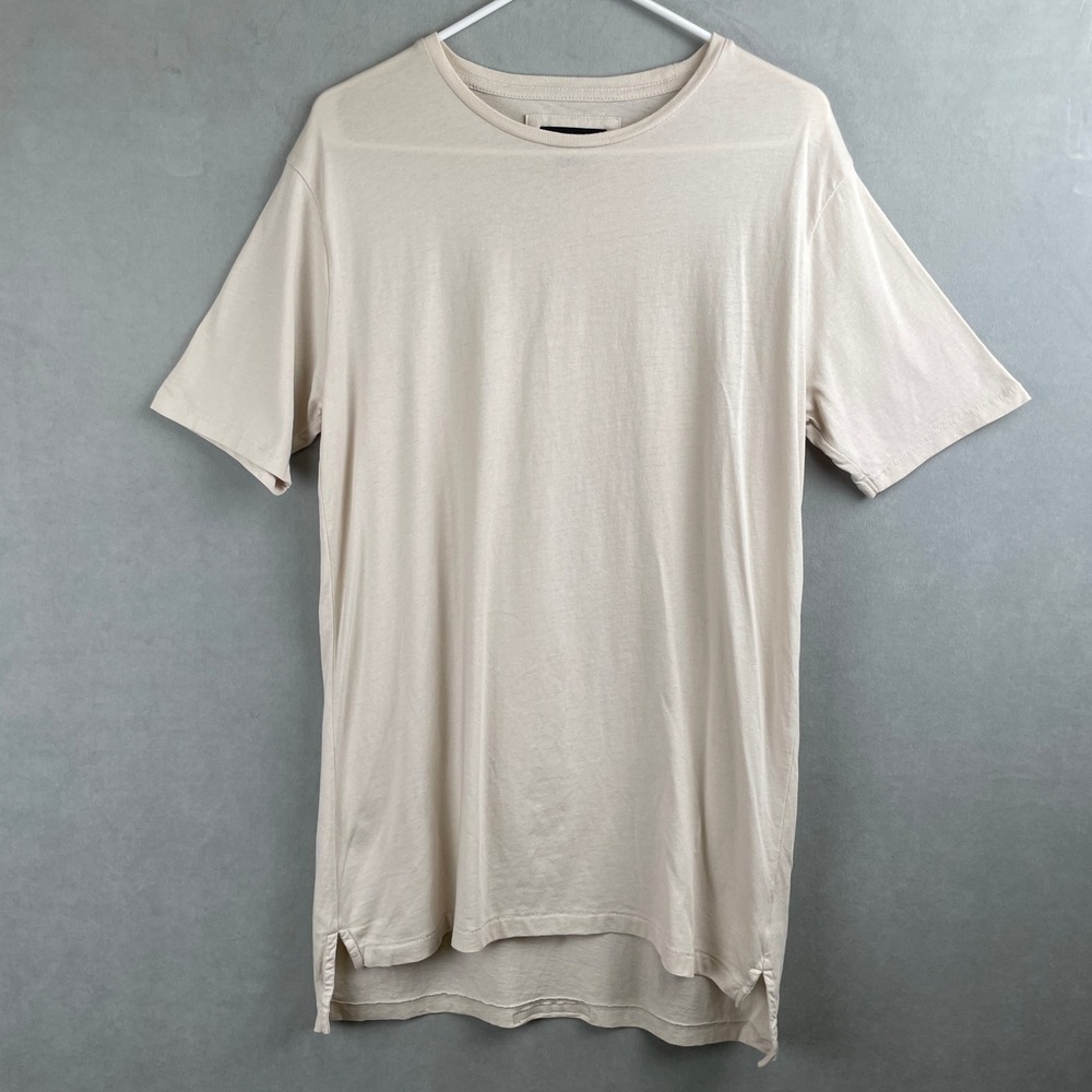 Zanerobe Flintlock Longline Tee Mens M Tan Beige Cotton Short Sleeve Shirt Soft